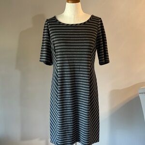 Rosie Pope pea in a pod maternity Black / Gray Striped Midi Dress 3/4 sleeves L